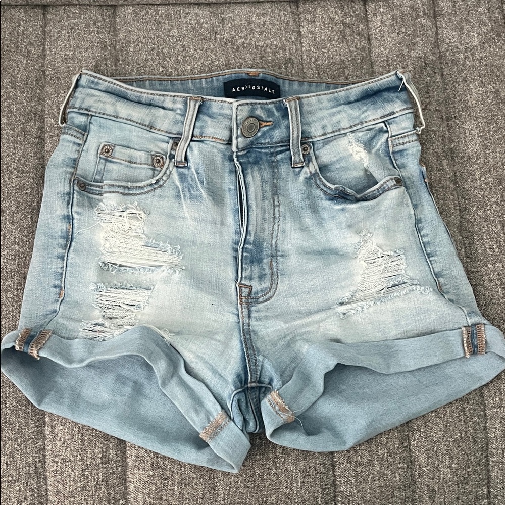 Aeropostale Distressed Light Blue Jean Shorts, Size 2